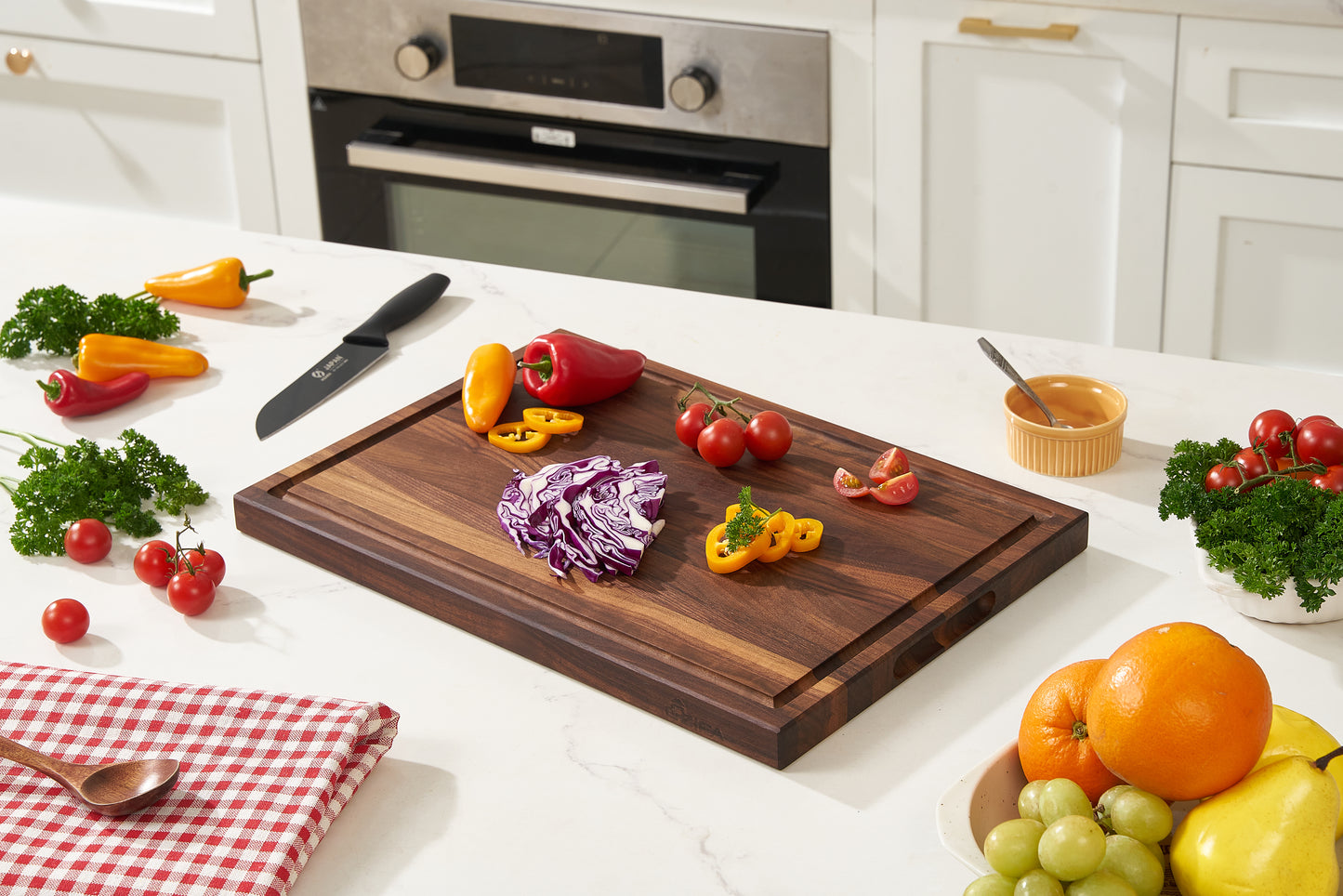 BRENZAA Cutting Board out of Solid Walnut Wood - 1 in Thick Cutting Boards for Kitchen - Wood Cutting Boards - Wooden Chopping Boards for Kitchen