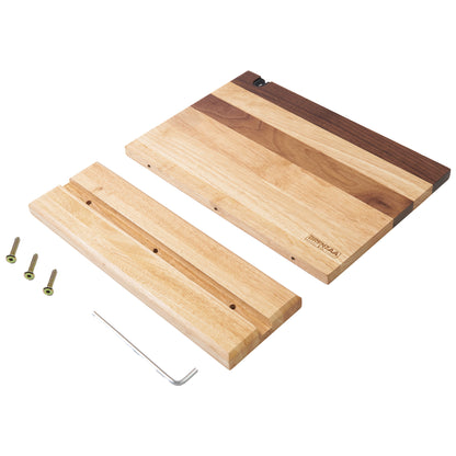 Magnetic Knife Block, Double-Sided Knife Holder 14x10 Inch for Kitchen Counter, Walnut and Rubber Wood Knife Stand with Strong Magnets and Bonus Knife Sharpener