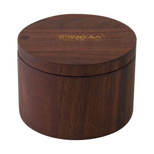 Walnut Wood Salt Box with Spoon, 6oz Magnetic Lid Salt Cellar by BRENZAA – Swivel Lid Spice Bowl for Sea Salt, Bath Salt, Herbs & Pepper